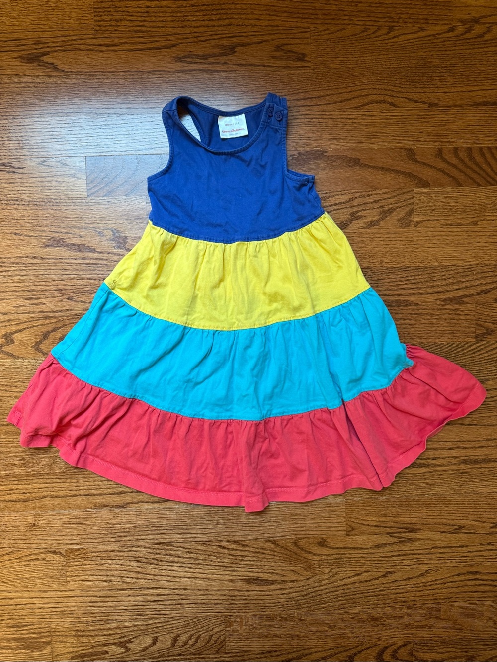 Hanna Andersson Rainbow Colorblock Tiered Sundress Sz 4